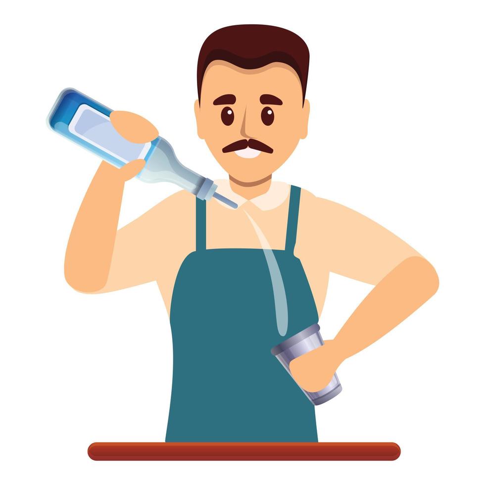 Smiling bartender icon, cartoon style vector