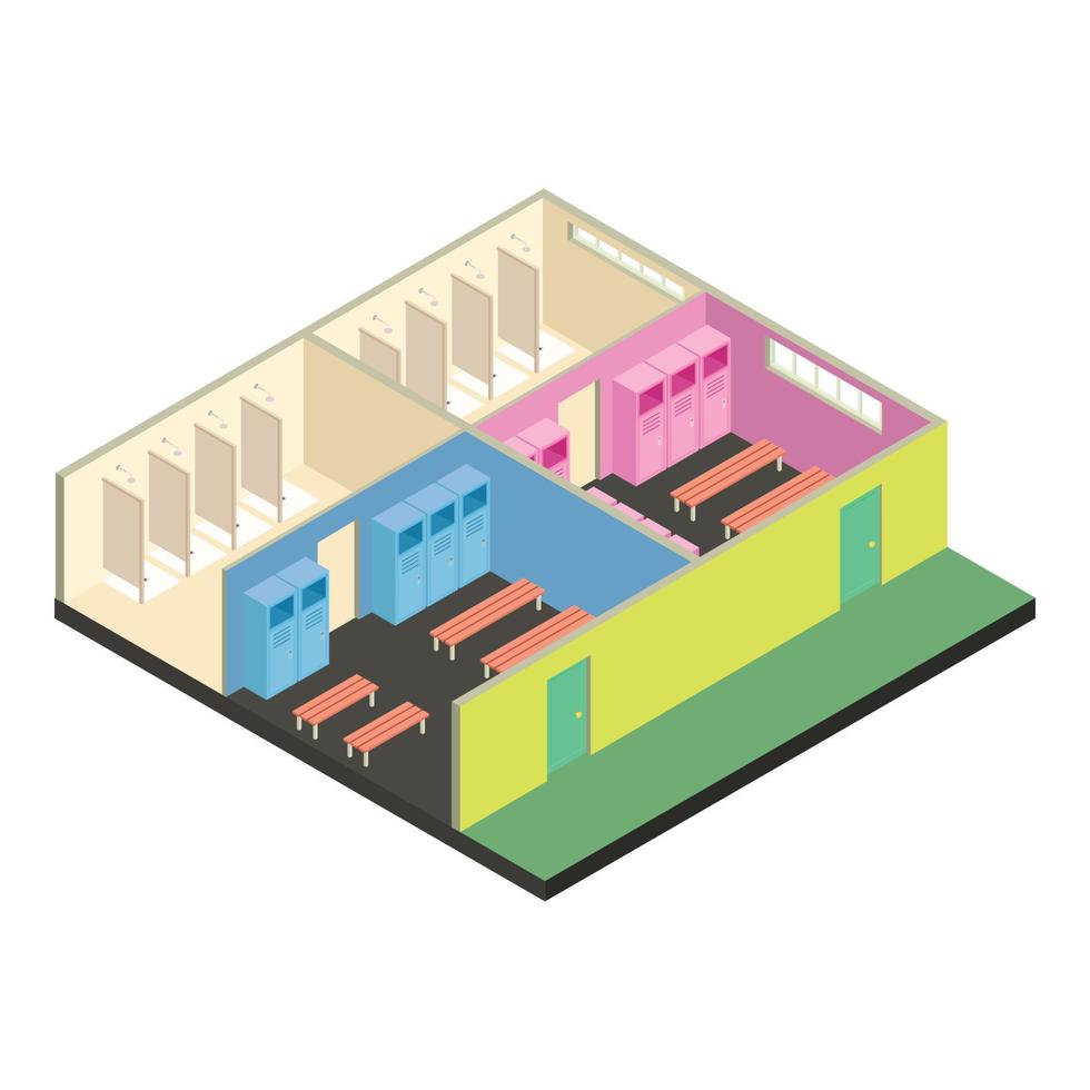 Changing sport room icon, isometric style vector