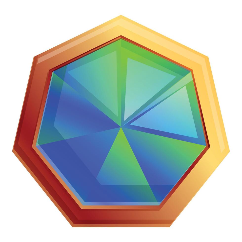 Multicolored gemstone icon, cartoon style vector