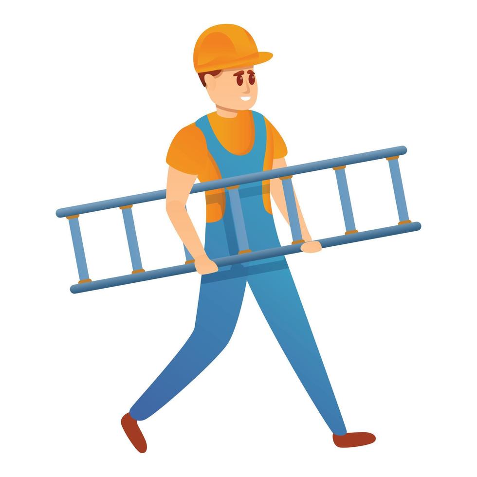 Engineer and working stair icon, cartoon style vector