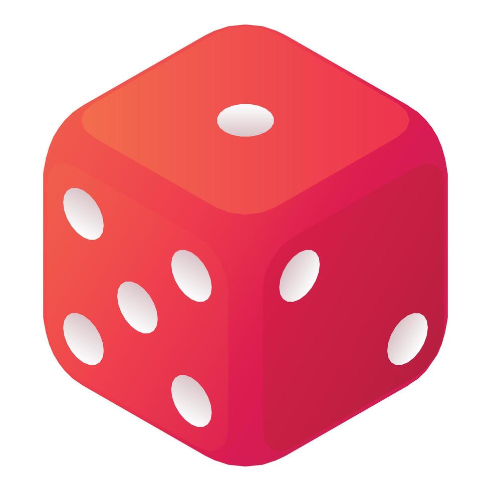 Dice chance icon, isometric style vector