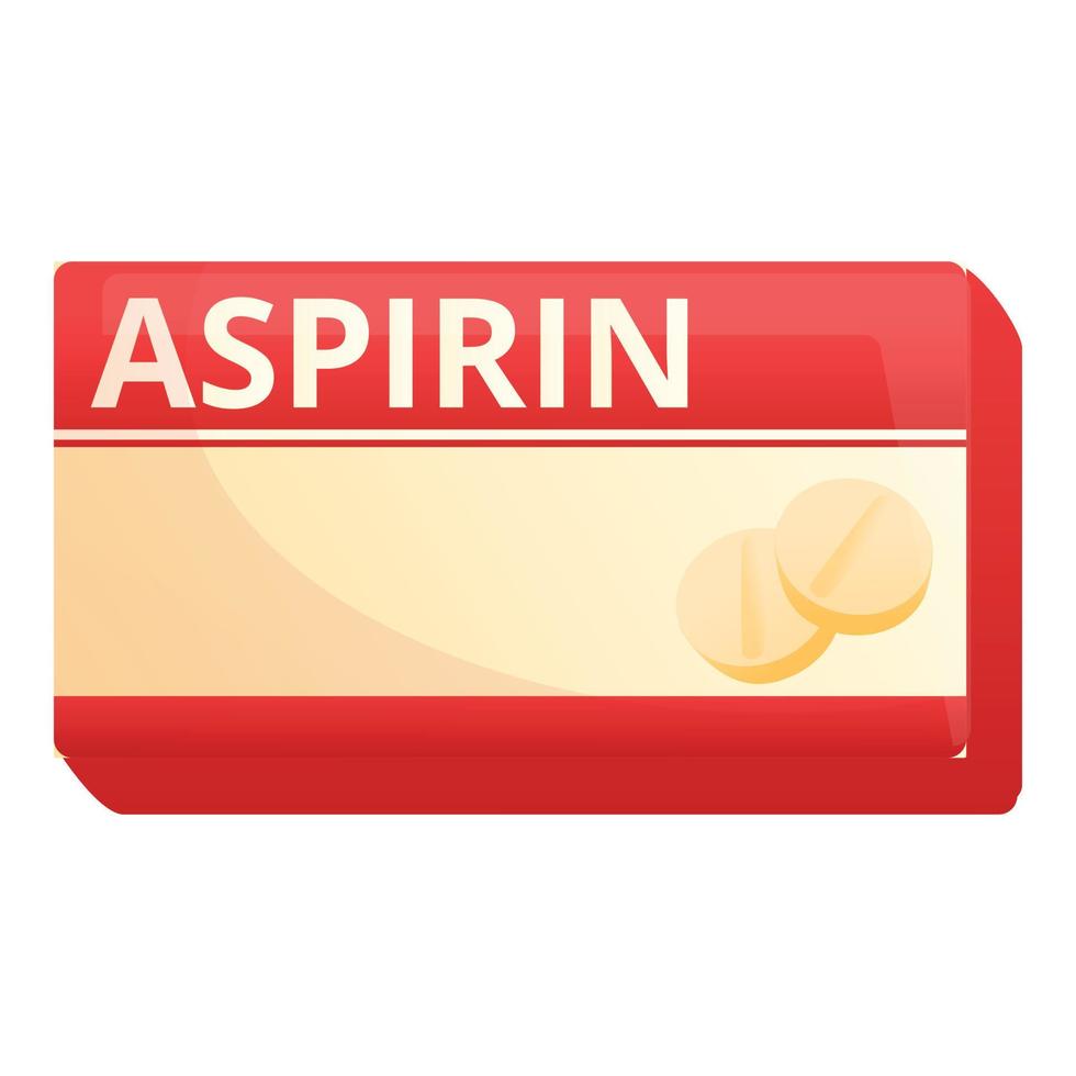 Aspirin package icon, cartoon style vector