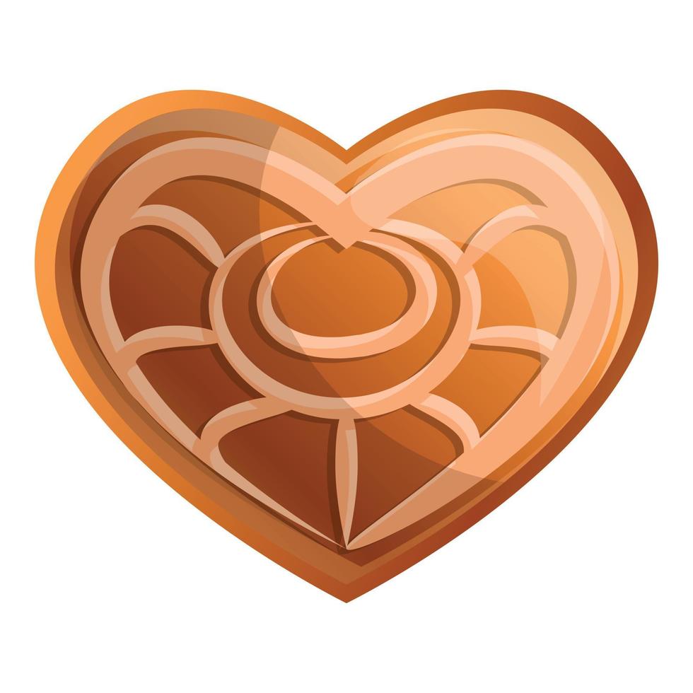 icono de pan de jengibre de corazón, estilo de dibujos animados vector