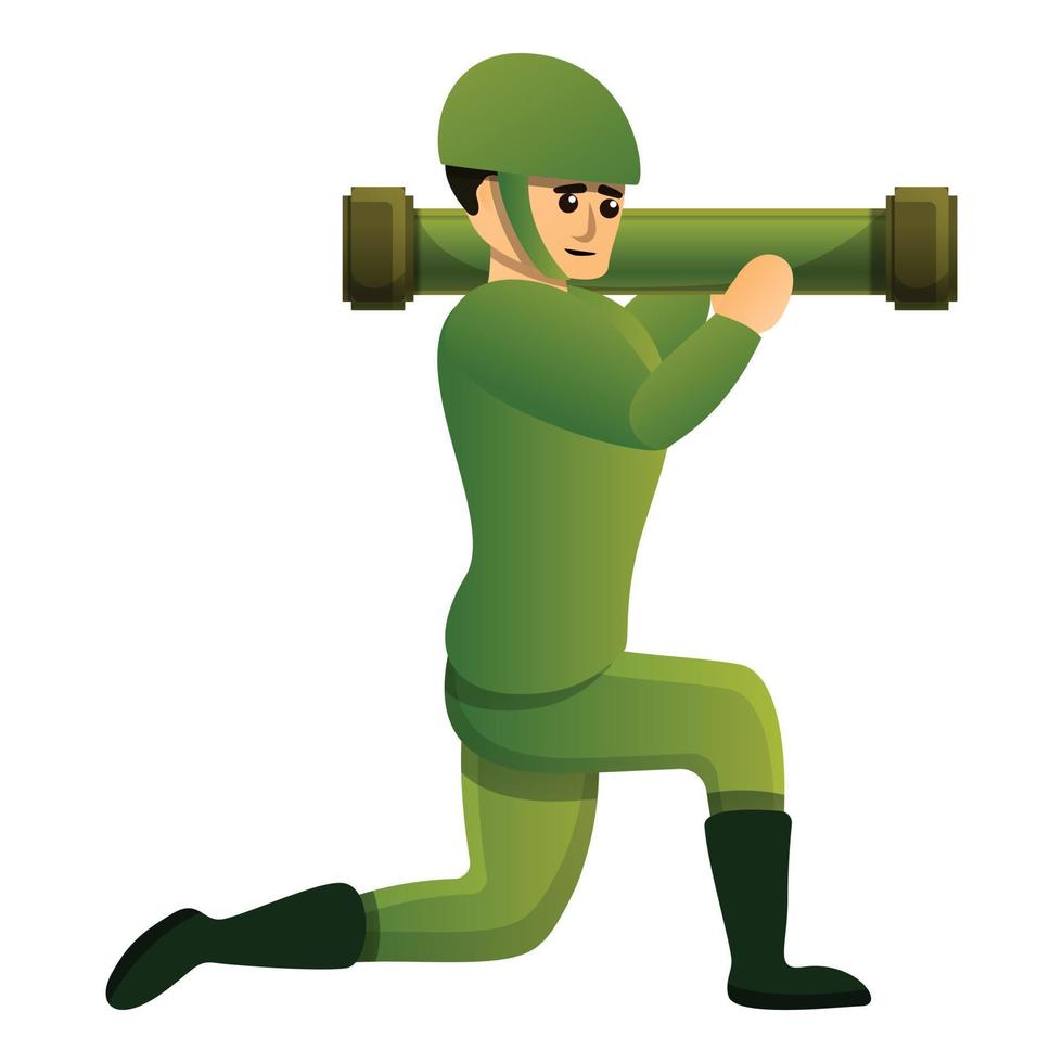 soldado con icono de bazuca, estilo de dibujos animados vector