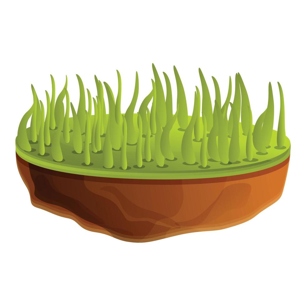 Grass soil icon, cartoon style vector