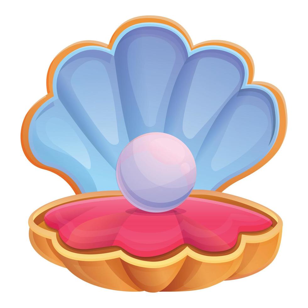 Ocean pearl shell icon, cartoon style vector