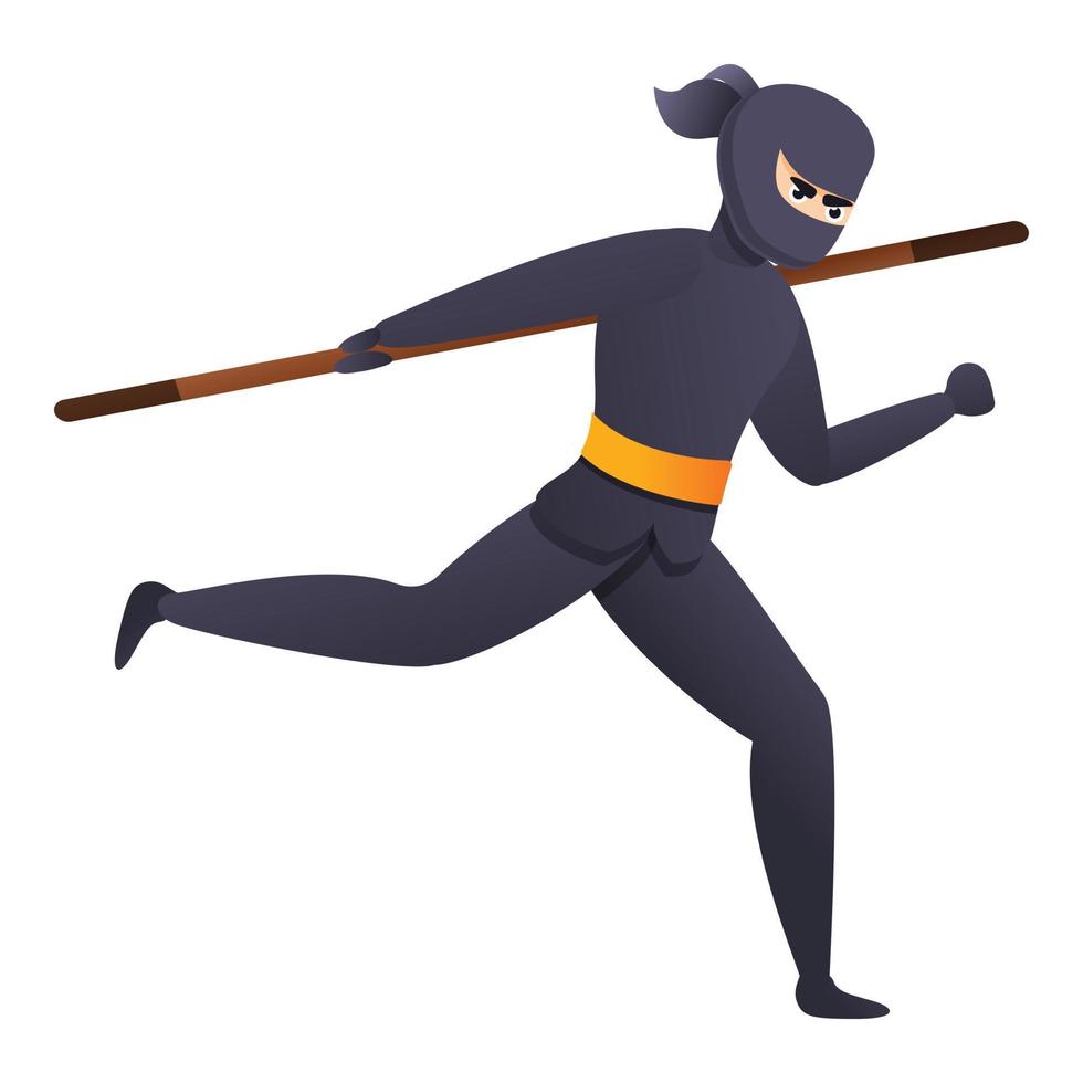 Running ninja icon, cartoon style vector