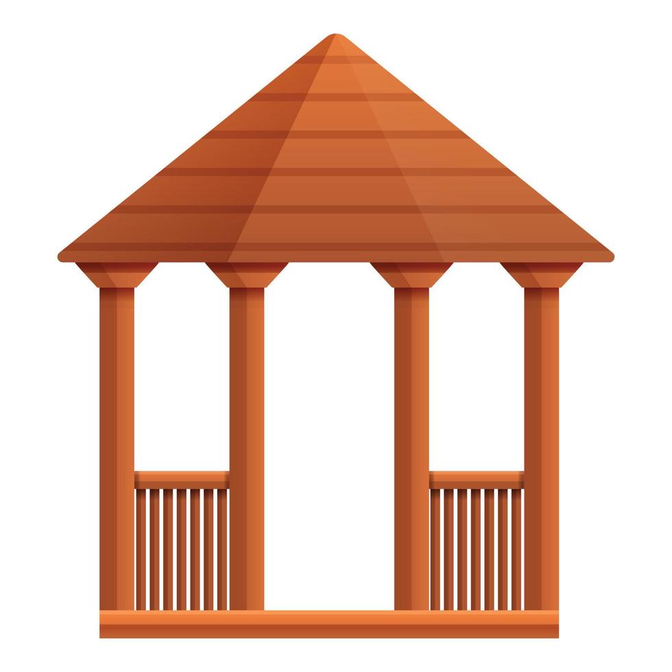 Wood home gazebo icon, cartoon style vector