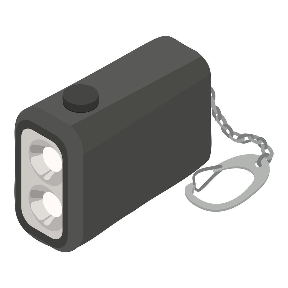 Portable flashlight icon, isometric style vector