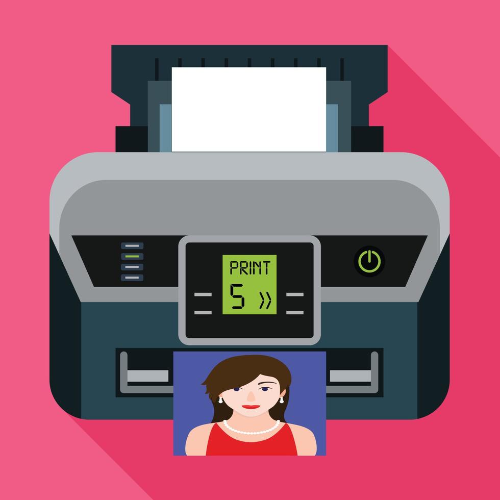 Digital photo printer icon, flat style vector