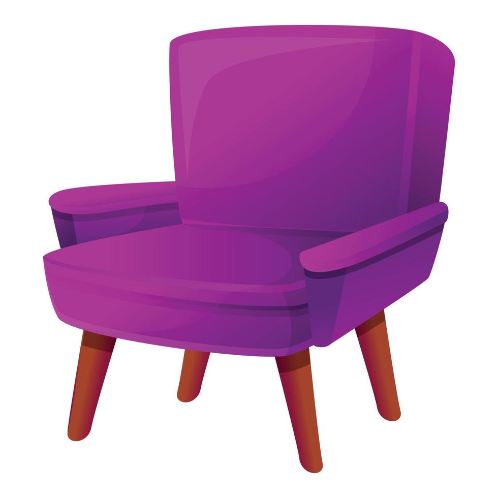 Violet armchair icon, cartoon style vector