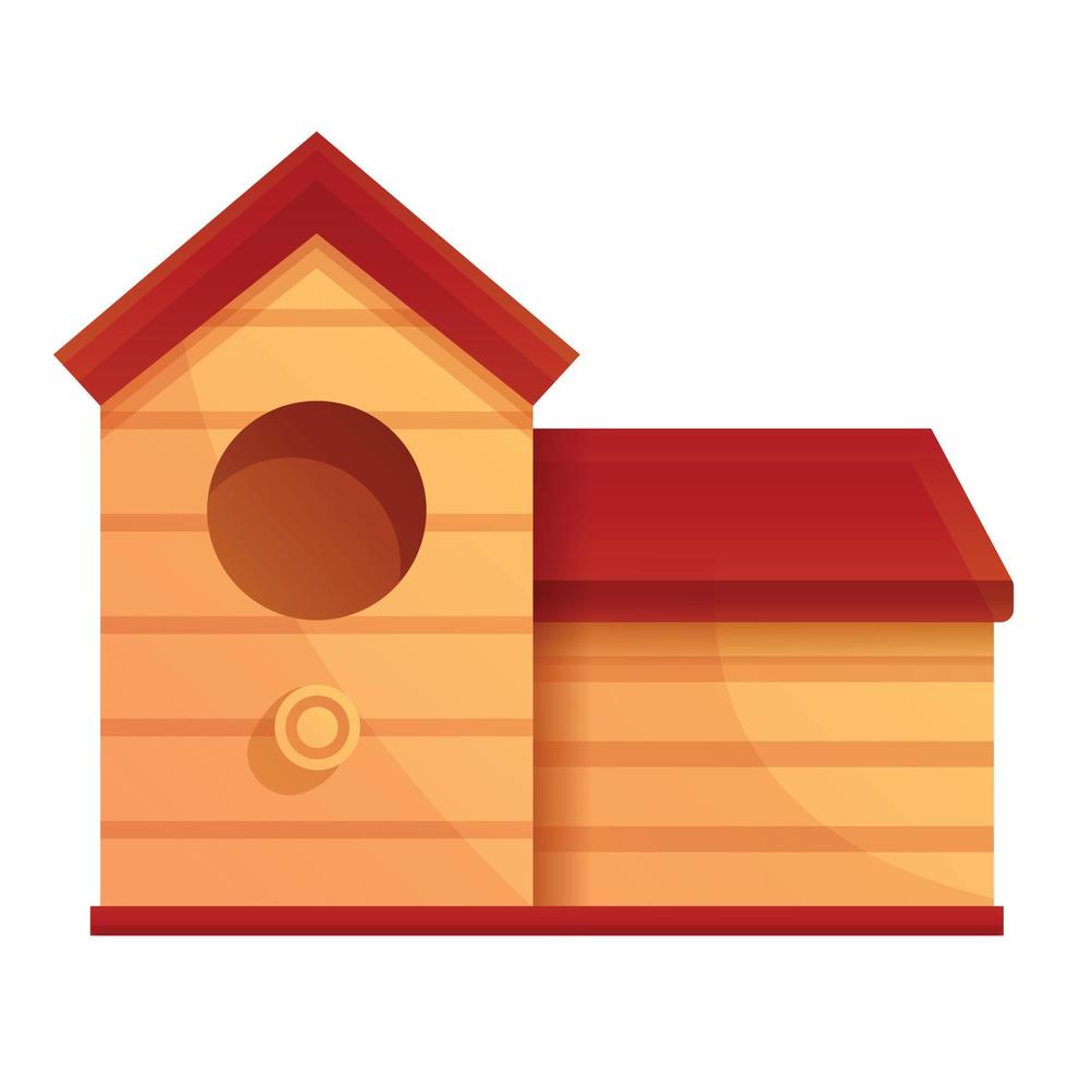 Wood bird house icon, cartoon style vector