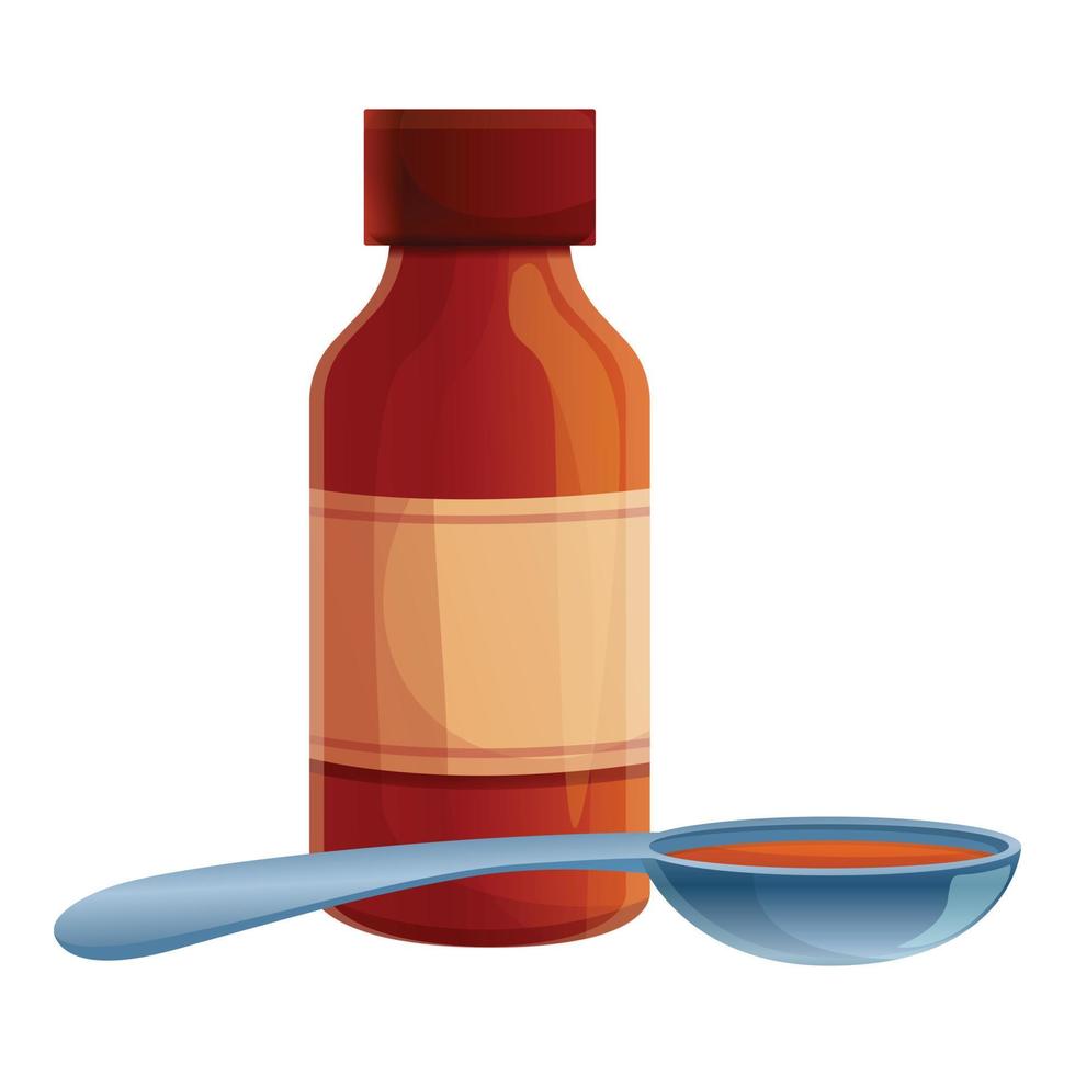 Teaspoon cough syrup icon, cartoon style vector