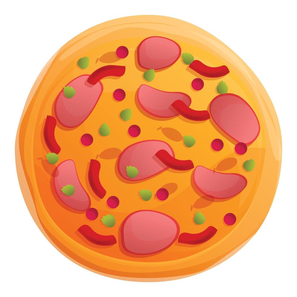icono de pizza de pepperoni, estilo de dibujos animados vector