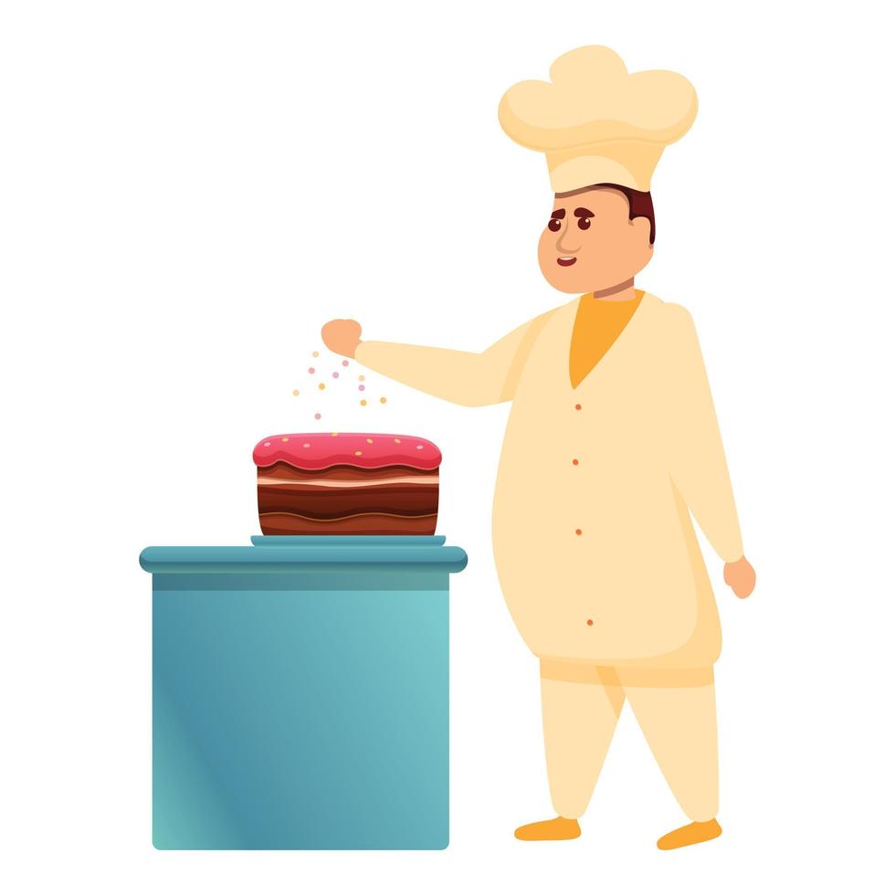 Cake confectioner icon, cartoon style vector