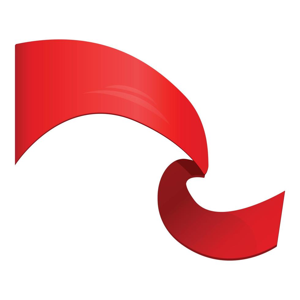 Red swirl ribbon icon, cartoon style vector