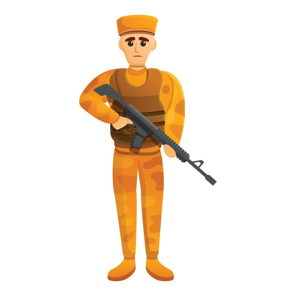 Combat desert soldier icon, cartoon style vector