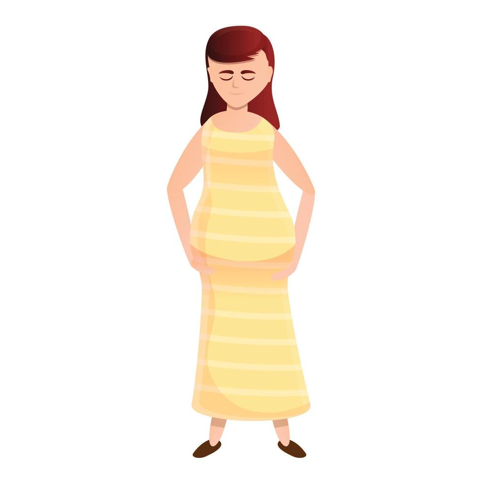 Pregnant girl in a long dress icon, cartoon style vector