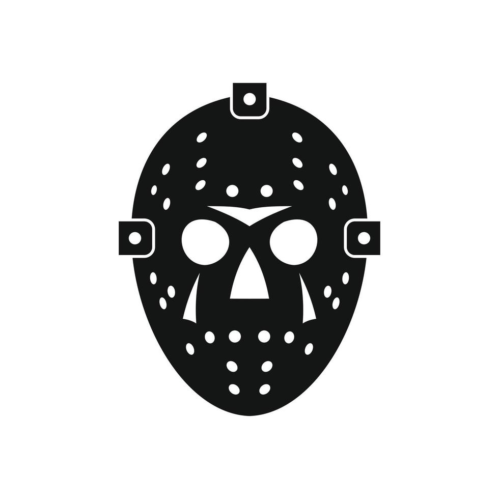 máscara de hockey de halloween icono simple negro vector