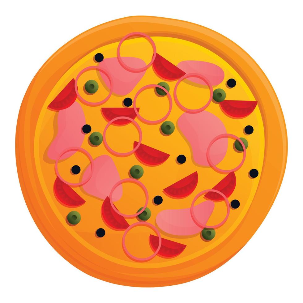 icono de pizza tradicional, estilo de dibujos animados vector