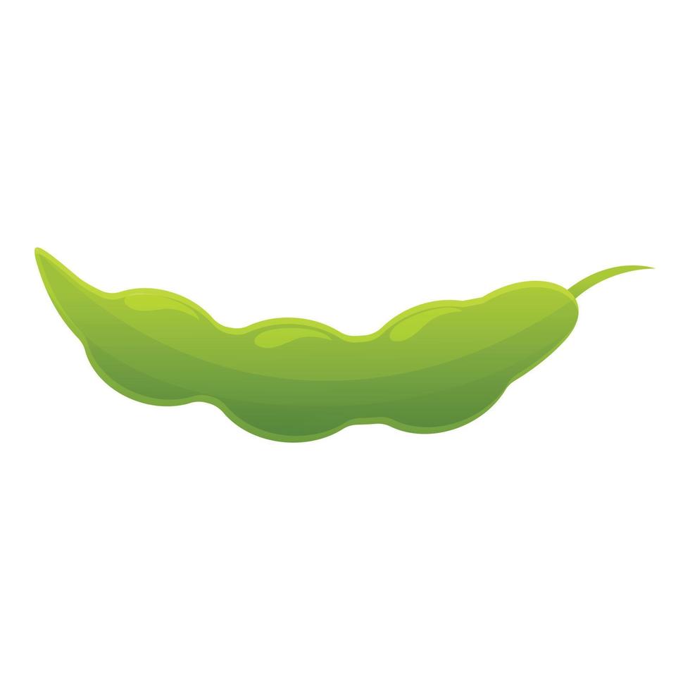 Whole green bean icon, cartoon style vector