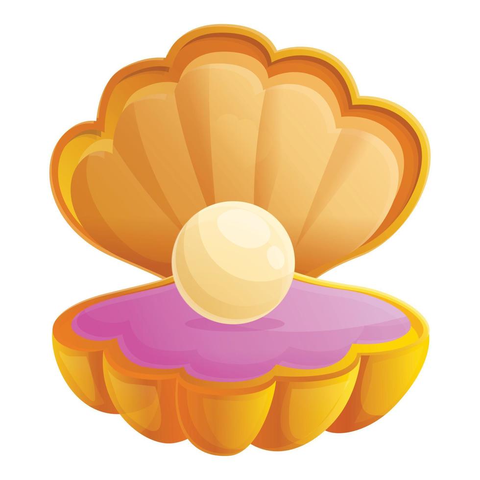 Pearl shell icon, cartoon style vector