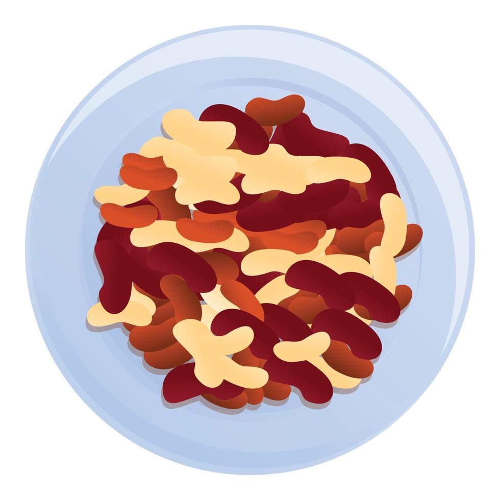 mixed bowl beans icon, cartoon style vector