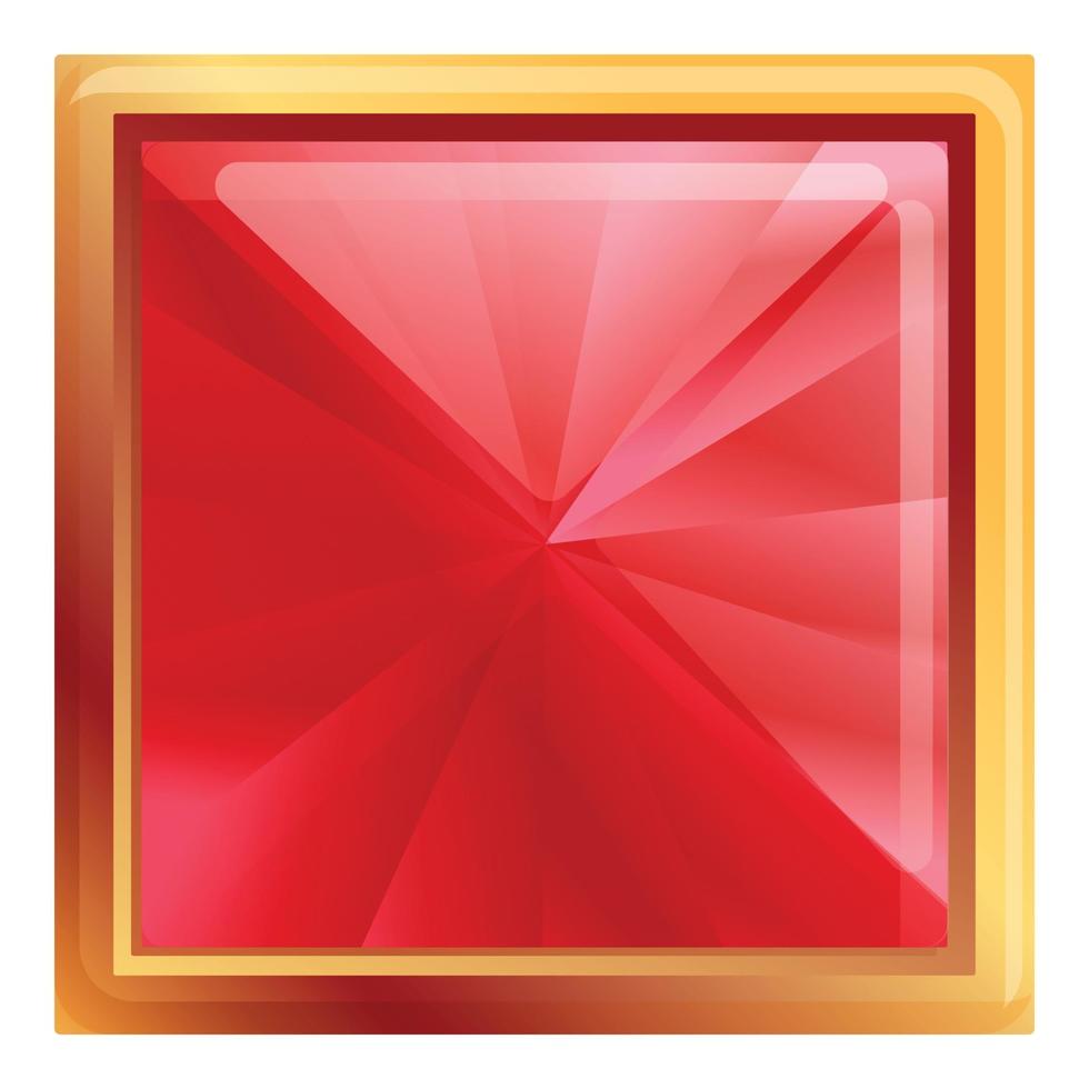 Square gemstone icon, cartoon style vector