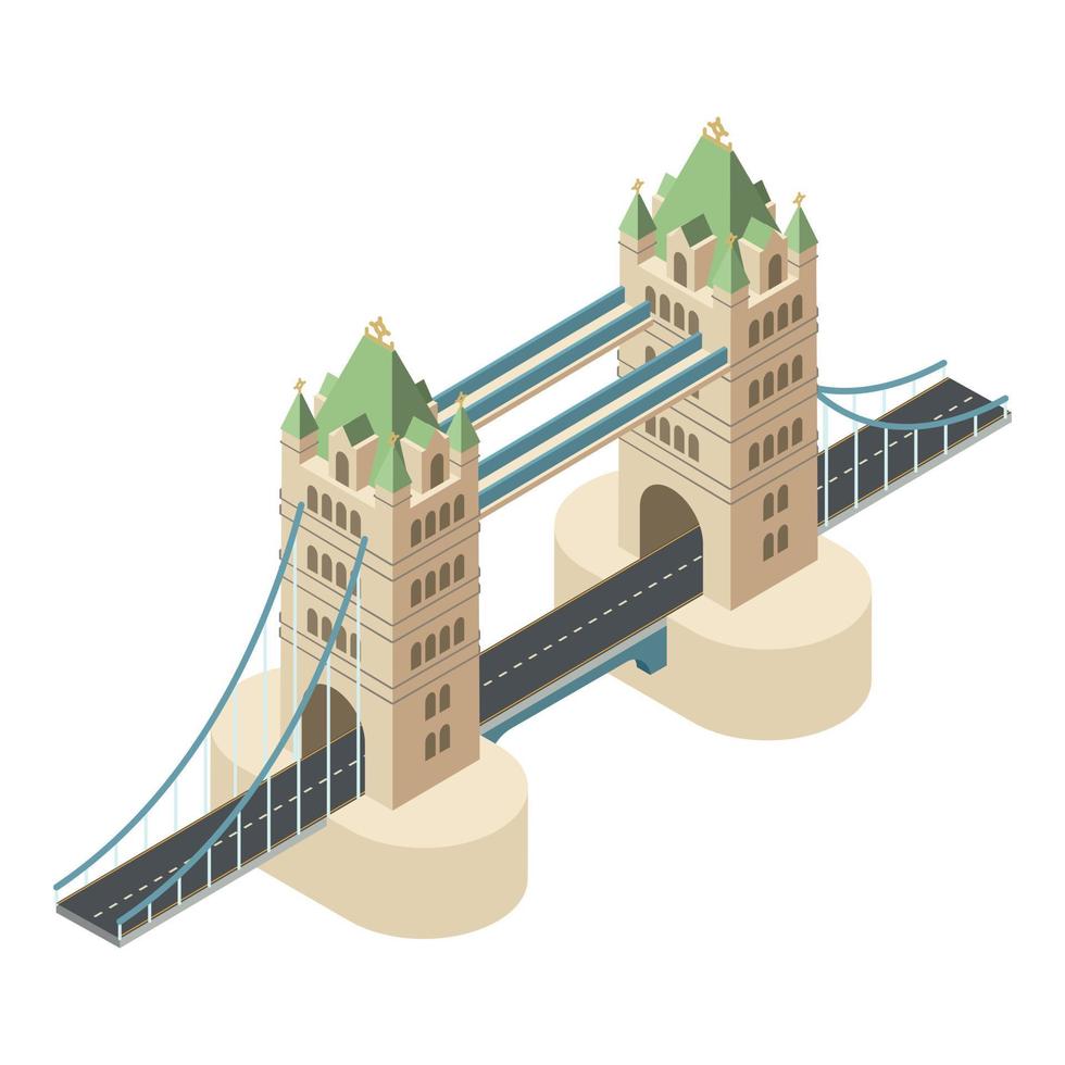 icono del puente de Londres, estilo isométrico vector