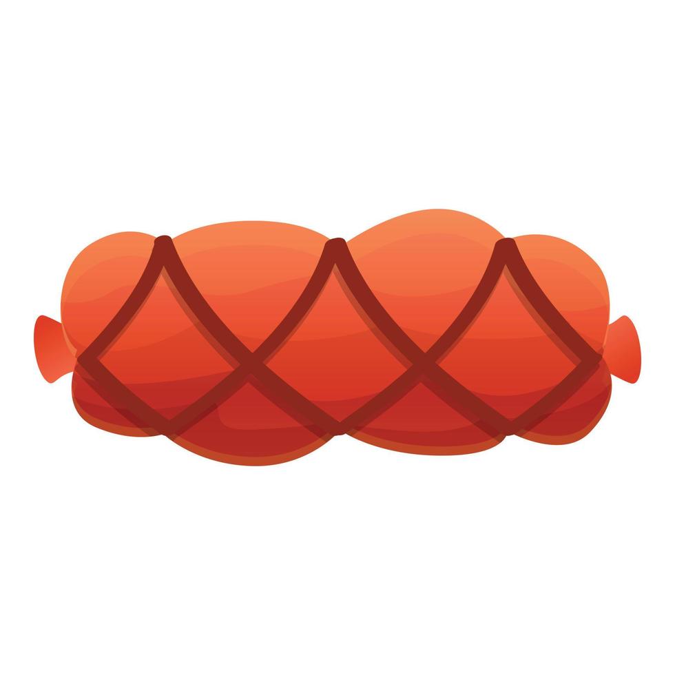 Sausage in wire icon, cartoon style vector