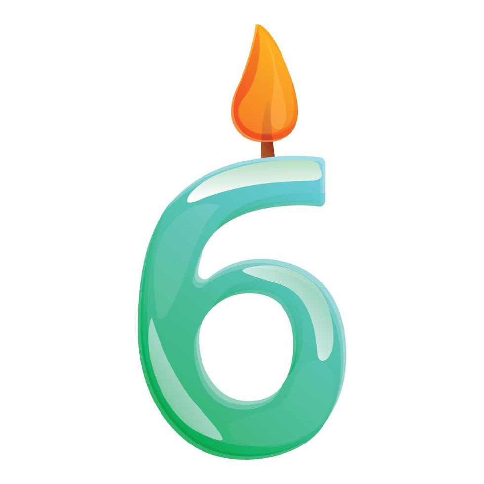 Six number candle icon, cartoon style vector