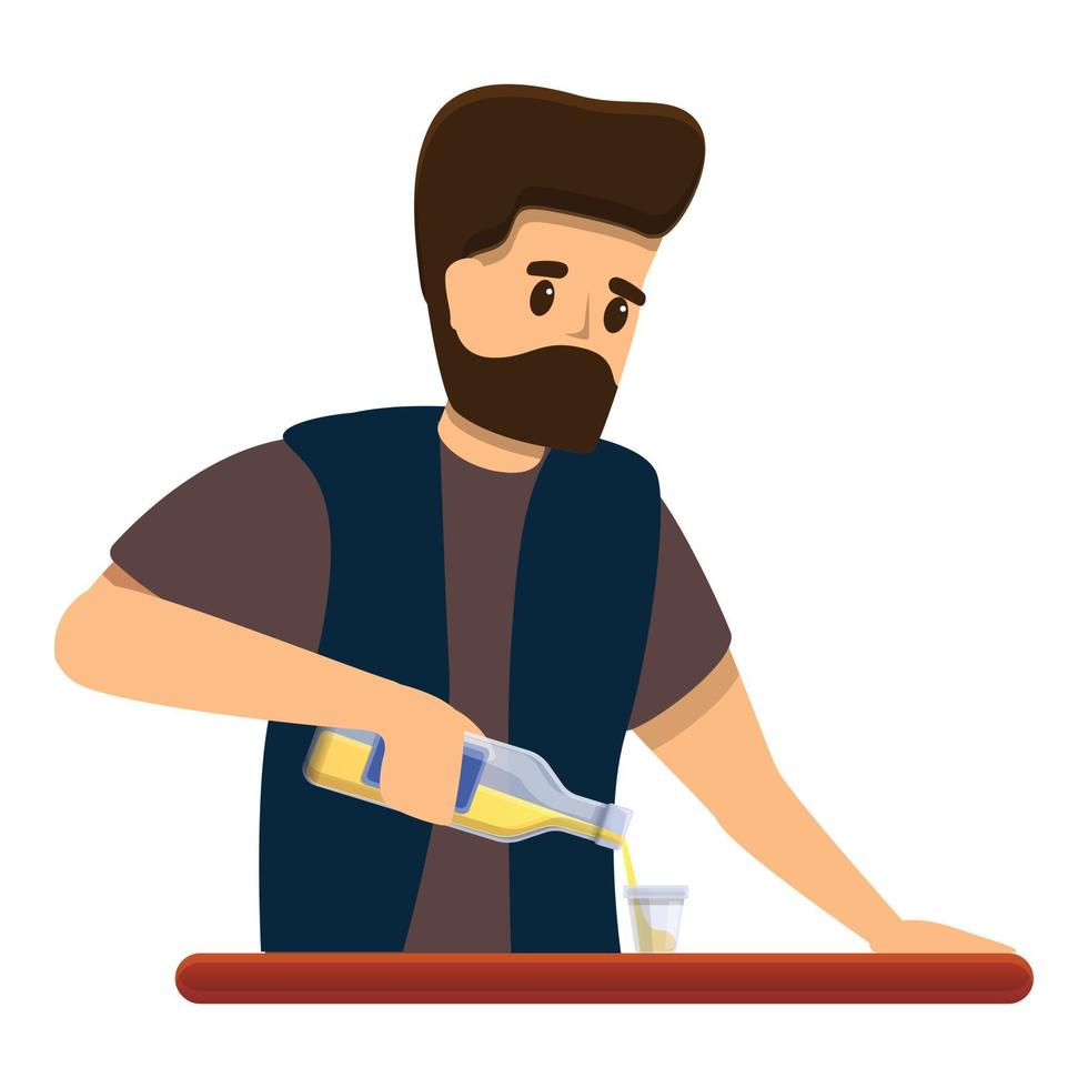 Hipster bartender icon, cartoon style vector