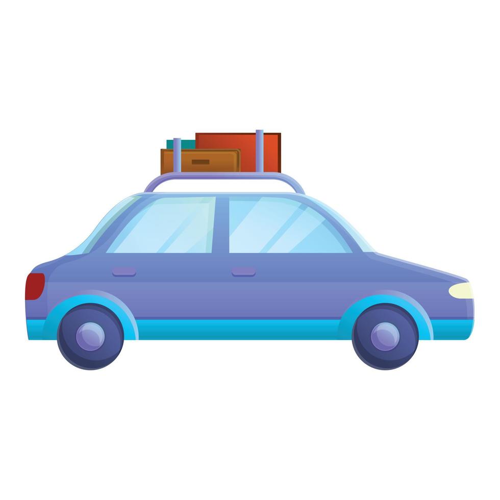 icono de coche de viaje retro, estilo de dibujos animados vector