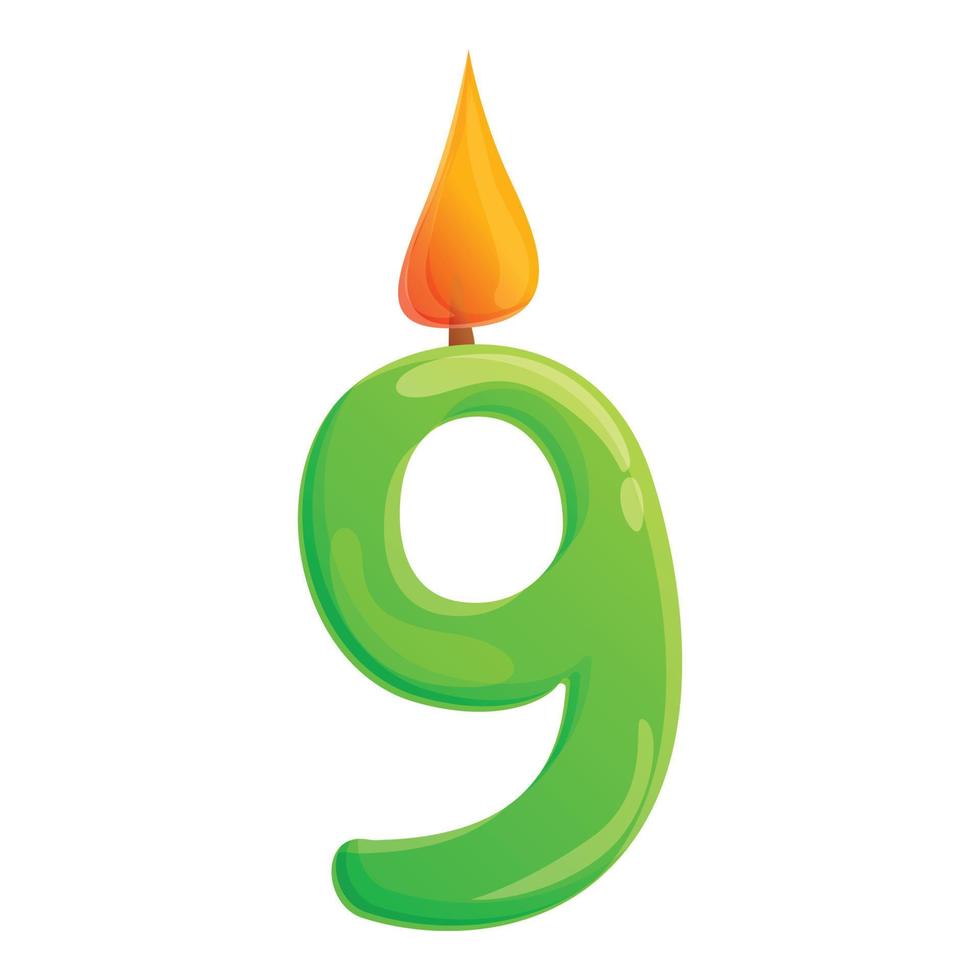 Nine number candle icon, cartoon style vector