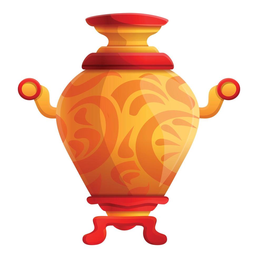 icono de samovar ornamental, estilo de dibujos animados vector