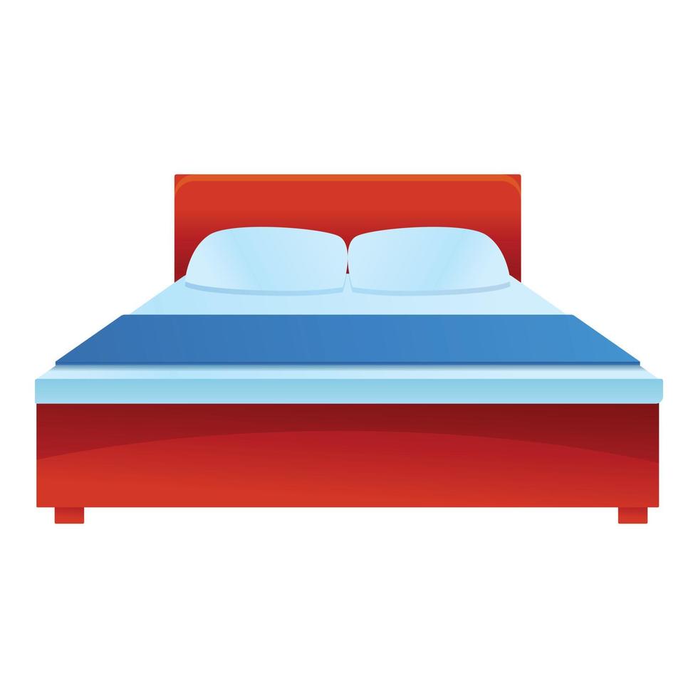 Hotel king bed icon, cartoon style vector