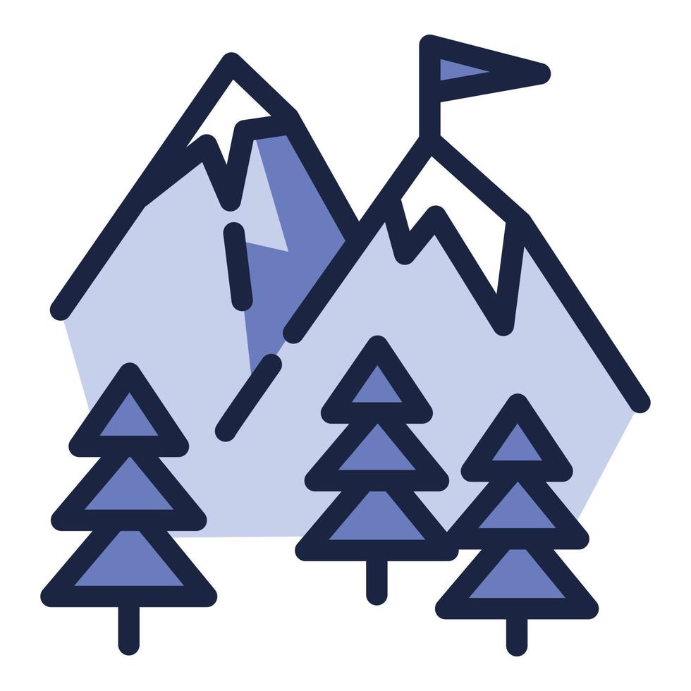 Ski mountains icon, outline style vector