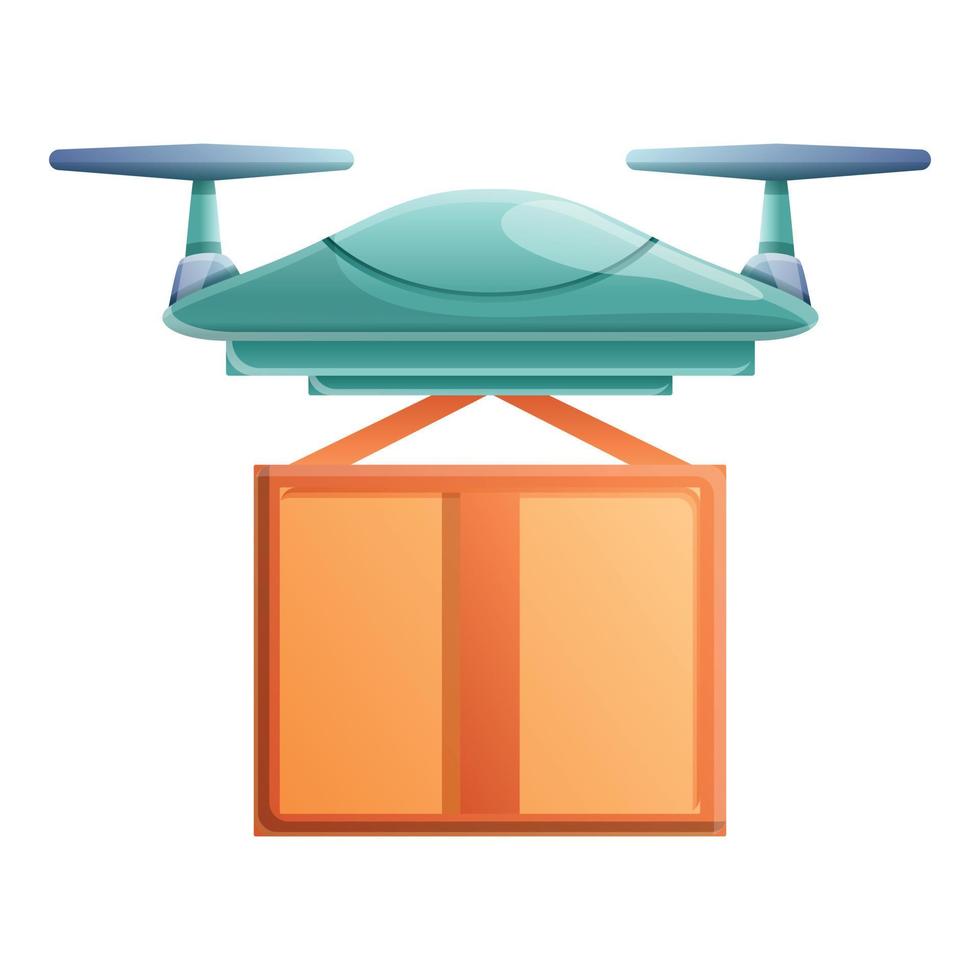 icono de entrega de drones voladores, estilo de dibujos animados vector