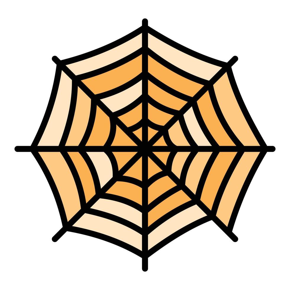 Round spider web icon, outline style vector
