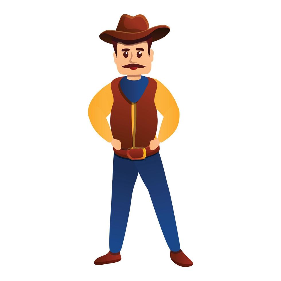 Serious cowboy icon, cartoon style vector