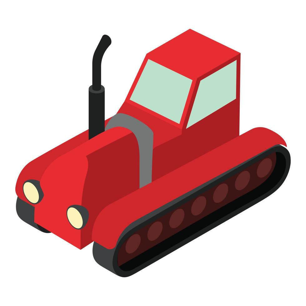 Tractor excavator icon, isometric style vector