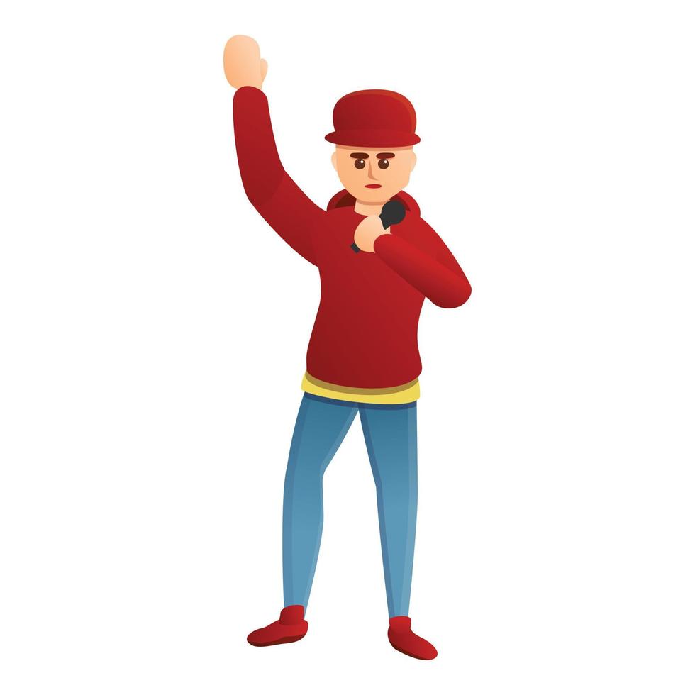 Rap singer icon, cartoon style vector