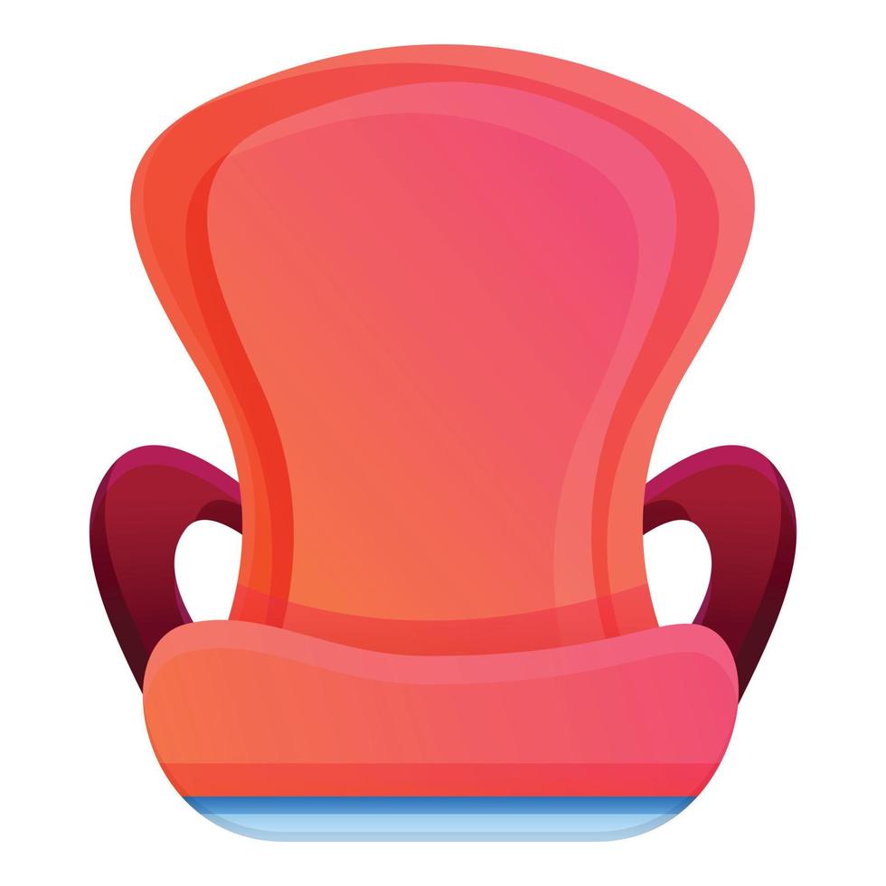 Icono de asiento de bebé de coche colorido, estilo de dibujos animados vector