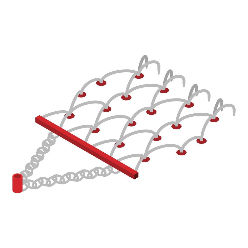Wire tractor trailer icon, isometric style vector