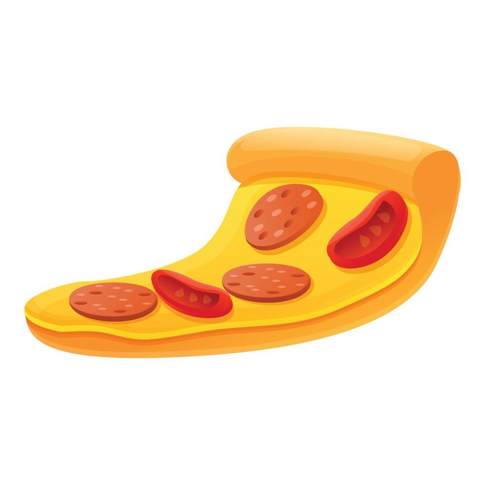 icono de rebanada de pizza de salchicha de tomate, estilo de dibujos animados vector