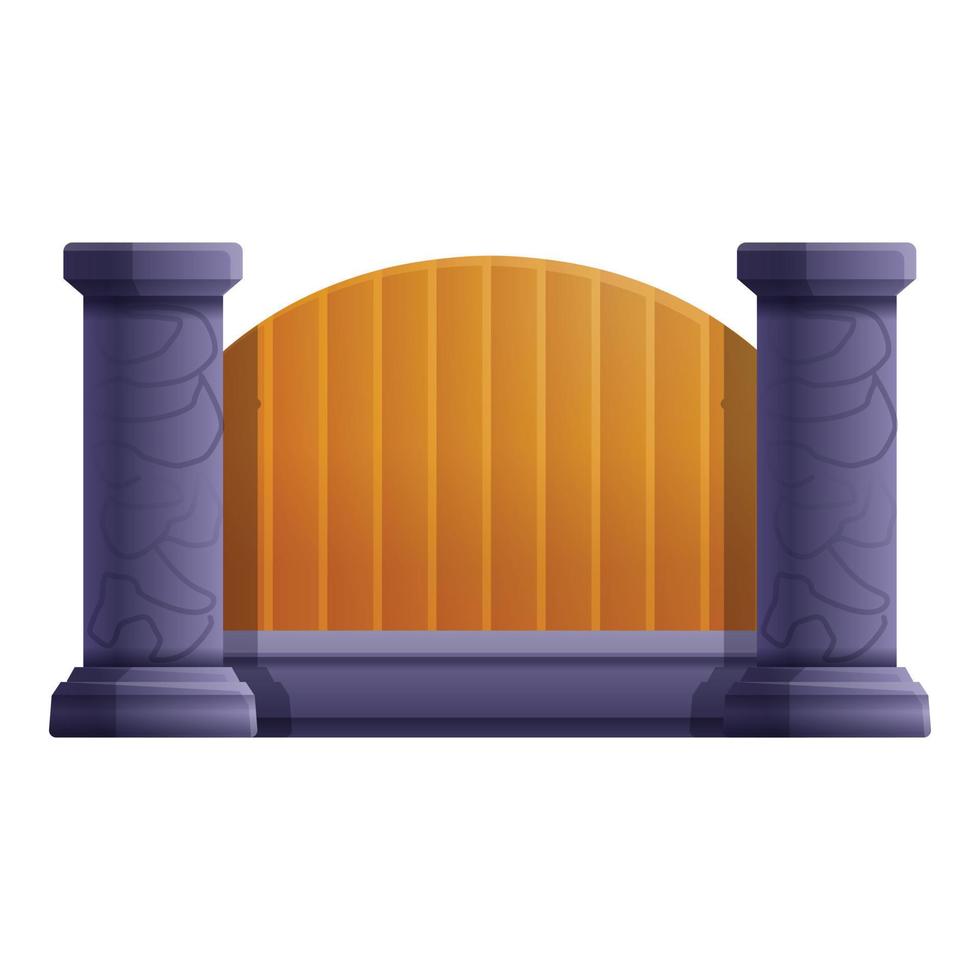 Violet wood fence icon, cartoon style vector
