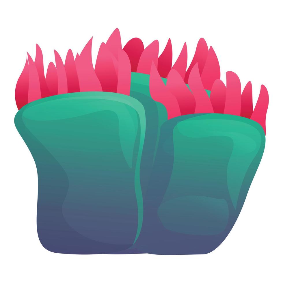 Reef colorful coral icon, cartoon style vector