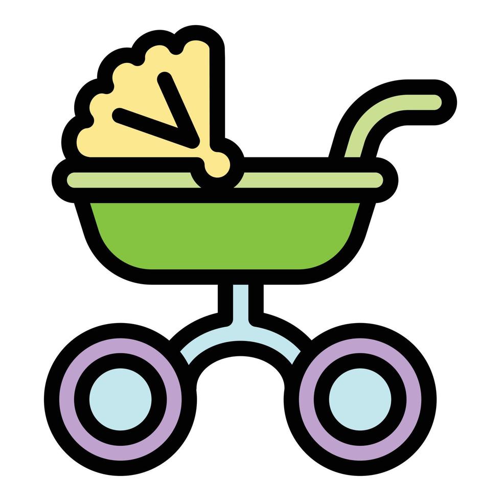 icono de carro de bebé, estilo de esquema vector