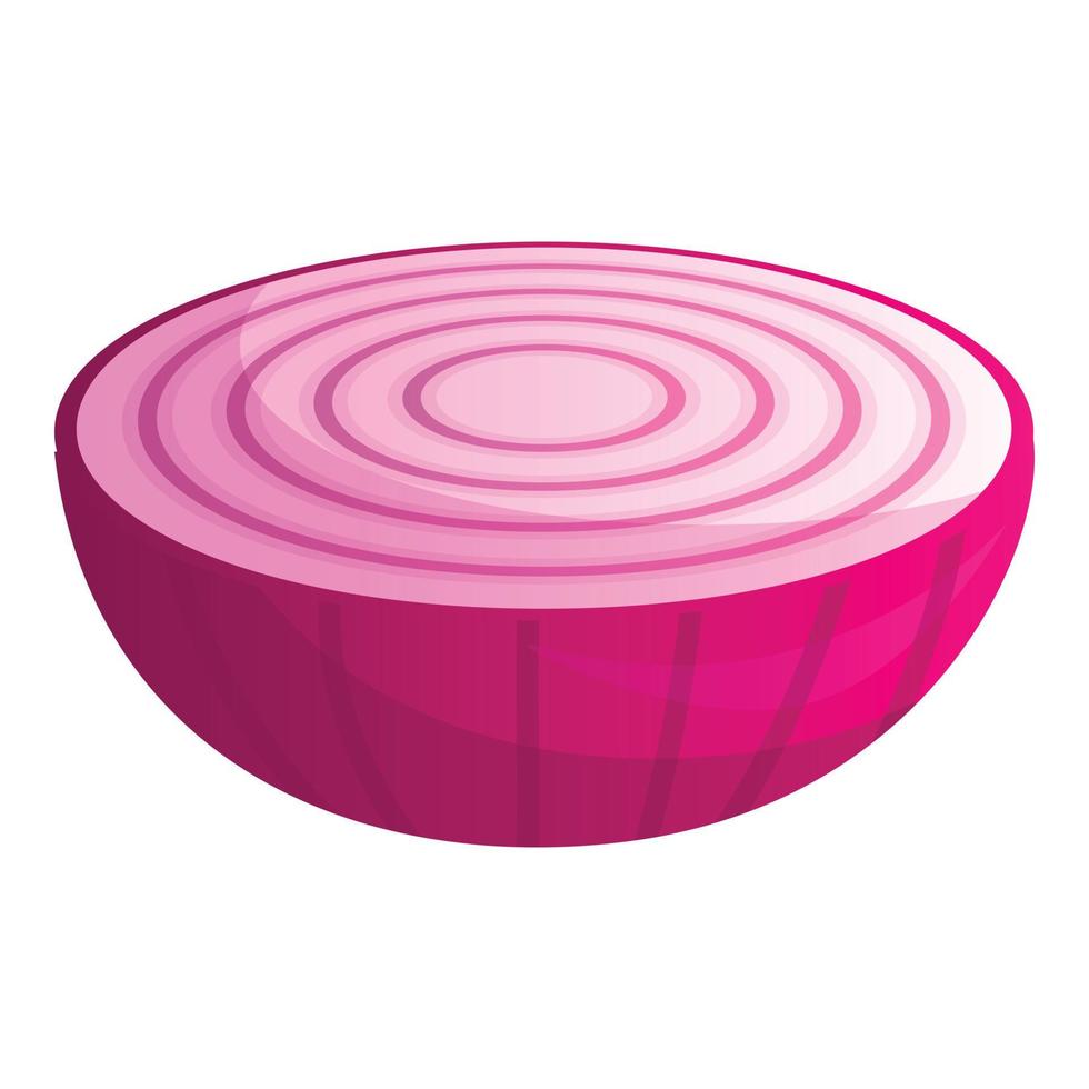 Half onion icon, cartoon style vector