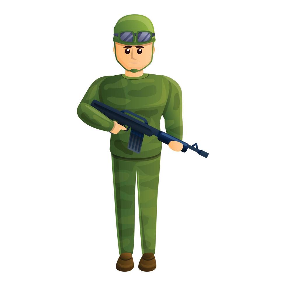 Combat soldier icon, cartoon style vector